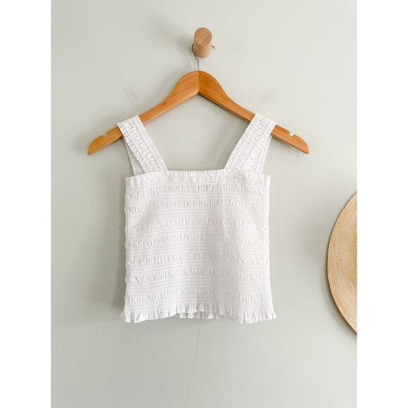 Madewell | NWT Poplin Smocked Tank in White | Sz XS - Picture 9 of 10